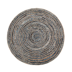 Round Area Rug Braided Ã¸ 120 cm Blue and Beige MASLAK