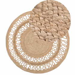 Round Area Rug Braided ø 120 cm Beige DIKILI