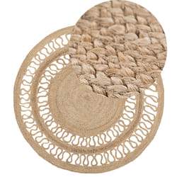 Round Area Rug Braided Ã¸ 120 cm Beige DIKILI