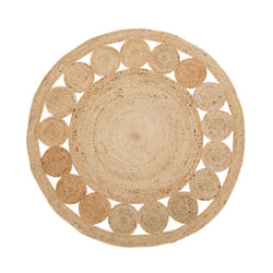 Round Area Rug Braided Ã¸ 120 cm Beige AHLAT