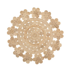 Round Area Rug Braided Ã¸ 120 cm Beige BIRECIK