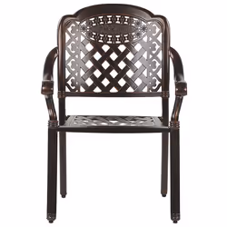 Set of 4 Garden Chairs with Cushions MANFRIA Metal Dark Brown