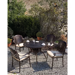 Set of 4 Garden Chairs with Cushions MANFRIA Metal Dark Brown - Additional view 5