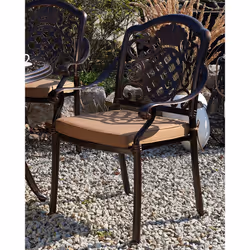 Set of 4 Garden Chairs with Cushions SALENTO Metal Dark Brown