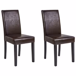 Set of 2 Dining Chairs BROADWAY Faux Leather Dark Brown