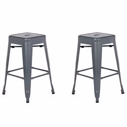 Set of 2 Bar Stools CABRILLO Metal Grey