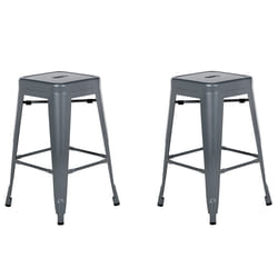 Set of 2 Bar Stools CABRILLO Metal Grey