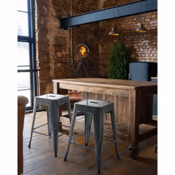 Set of 2 Bar Stools CABRILLO Metal Grey