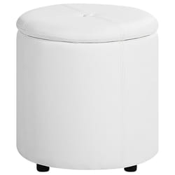 Storage Pouffe MARYLAND Faux Leather White 38 cm 38 cm 40 cm