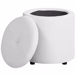 Storage Pouffe MARYLAND Faux Leather White 38 cm 38 cm 40 cm