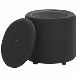 Storage Pouffe MARYLAND Faux Leather Black 38 cm 38 cm 40 cm