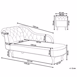 Left Hand Chaise Lounge NIMES Fabric Beige