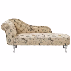 Left Hand Chaise Lounge NIMES Fabric Beige