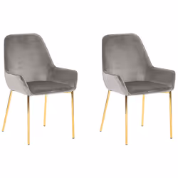Set of 2 Dining Chairs LOVERNA Velvet Grey