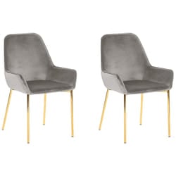 Set of 2 Dining Chairs LOVERNA Velvet Grey