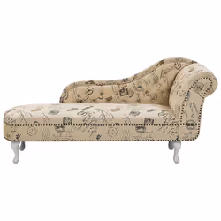 Right Hand Chaise Lounge NIMES Fabric Beige