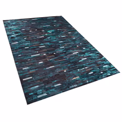 Cowhide Area Rug 140 x 200 cm Brown and Blue KISIR