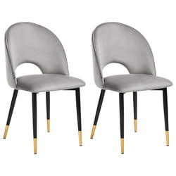 Set of 2 Dining Chairs MAGALIA Velvet Grey