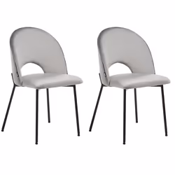 Set of 2 Dining Chairs COVELO Velvet Grey