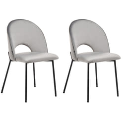 Set of 2 Dining Chairs COVELO Velvet Grey