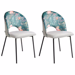 Set of 2 Dining Chairs COVELO Velvet Mint Green