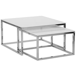 Set of 2 Coffee Tables BREA Tempered Glass White