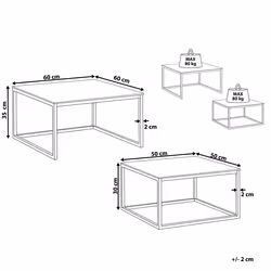Set of 2 Coffee Tables BREA Tempered Glass White Marble
