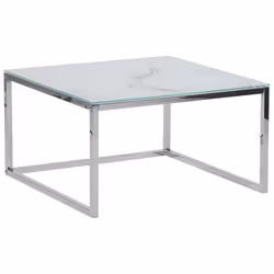 Set of 2 Coffee Tables BREA Tempered Glass White Marble