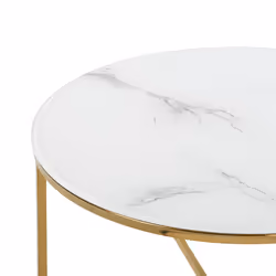 Marble Effect Coffee Table White with Gold QUINCY
