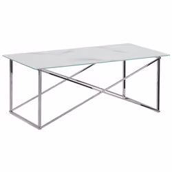 Coffee Table EMPORIA Tempered Glass Marble/ Silver