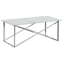 Coffee Table EMPORIA Tempered Glass Marble/ Silver