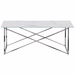 Coffee Table EMPORIA Tempered Glass Marble/ Silver