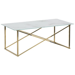 Coffee Table EMPORIA Tempered Glass Marble/ Gold