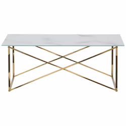 Coffee Table EMPORIA Tempered Glass Marble/ Gold