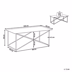 Coffee Table EMPORIA Tempered Glass White/ Gold