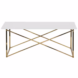 Coffee Table EMPORIA Tempered Glass White/ Gold