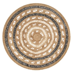 Round Jute Area Rug 140 cm Beige with Black GOYNE