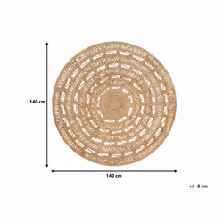 Round Jute Area Rug 140 cm Beige KERER