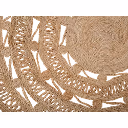 Round Jute Area Rug 140 cm Beige KERER