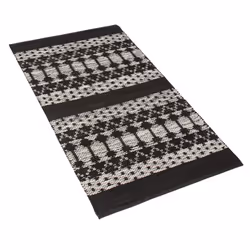 Leather Area Rug 80 x 150 cm Black with Beige SOKUN
