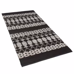 Leather Area Rug 80 x 150 cm Black with Beige SOKUN