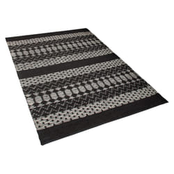 Leather Area Rug 140 x 200 cm Black with Beige SOKUN
