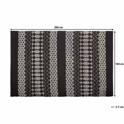 Leather Area Rug 140 x 200 cm Black with Beige SOKUN - Additional view 5