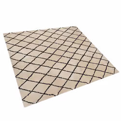 Shaggy Area Rug 200 x 200 cm Beige with Black MIDYAT