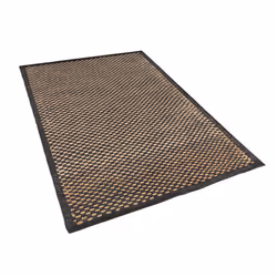 Leather Area Rug 140 x 200 cm Black and Beige GERCE