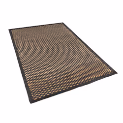 Leather Area Rug 140 x 200 cm Black and Beige GERCE