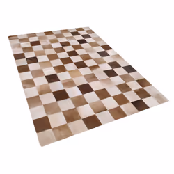 Leather Area Rug Brown and Beige 140 x 200 cm SOLMAZ