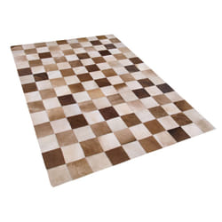 Leather Area Rug Brown and Beige 140 x 200 cm SOLMAZ