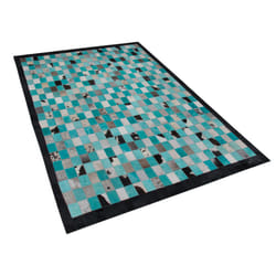 Leather Area Rug Turquoise and Grey 140 x 200 cm NIKFER