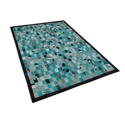 Leather Area Rug Turquoise and Grey 160 x 230 cm NIKFER